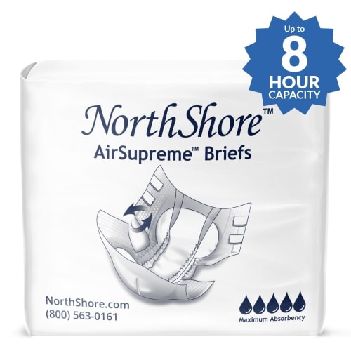 NorthShore AirSupreme Tab Briefs, Absorbency Up to 8 Hours, 42 oz, X-Large, White